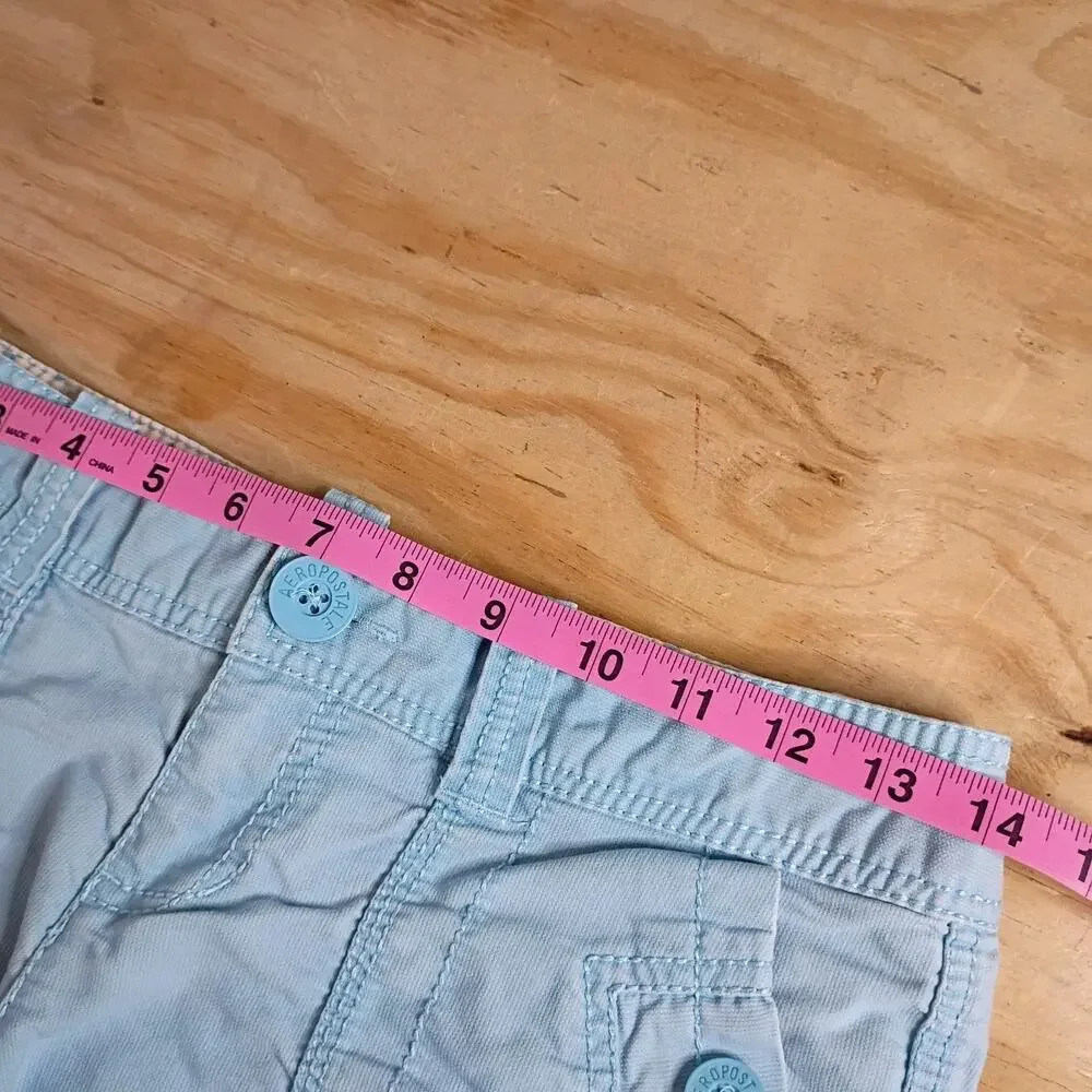 Aeropostale Shorts Juniors Womens Size 1/2 Light Blue Cotton Utility Pockets